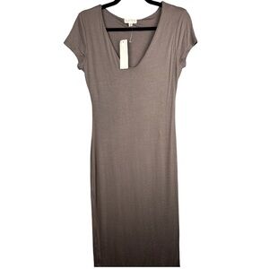 See You Monday Women’s XL Taupe Mauve Short Sleeve Midi Dress